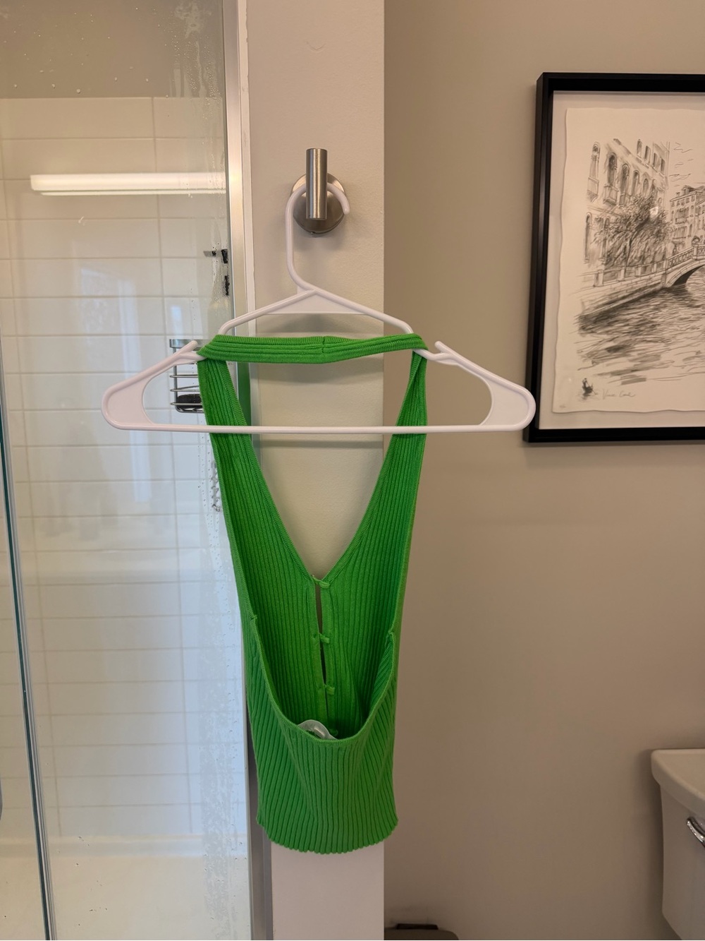 Bright Green Ribbed Button-Front Tank - Picture 4 of 4